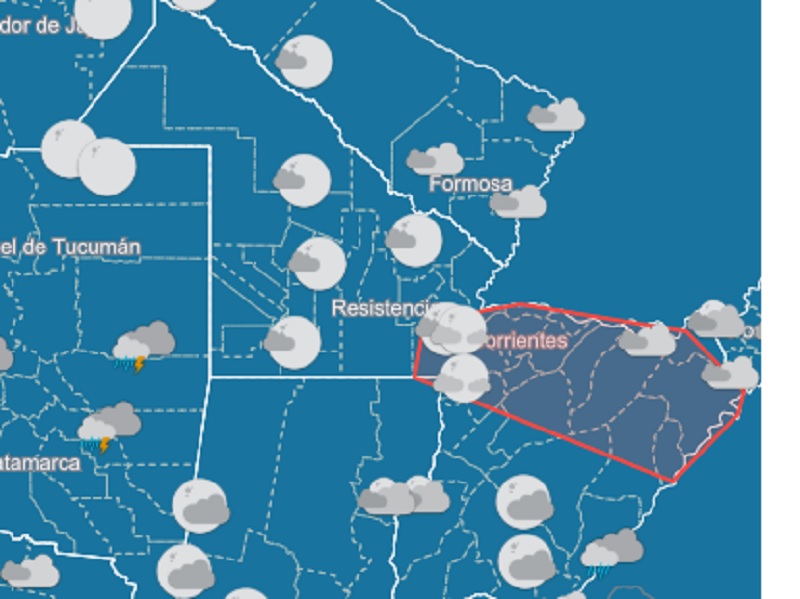 Alerta por tormentas fuertes para varios departamentos del Chaco