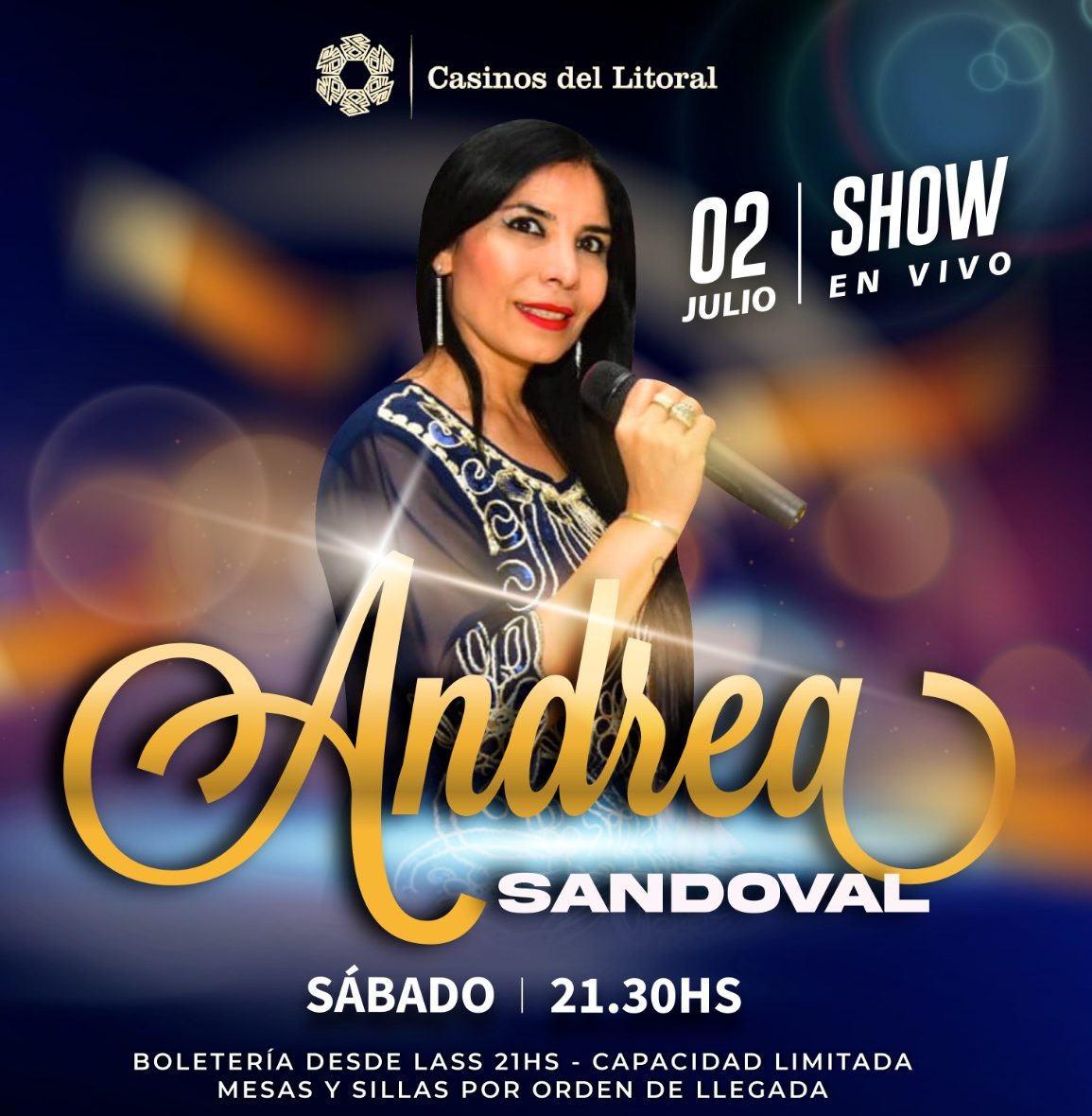 Este viernes y sábado, en Charata y en el Casino – Hipódromo de Corrientes, se presenta «Andrea Sandoval en Concierto»