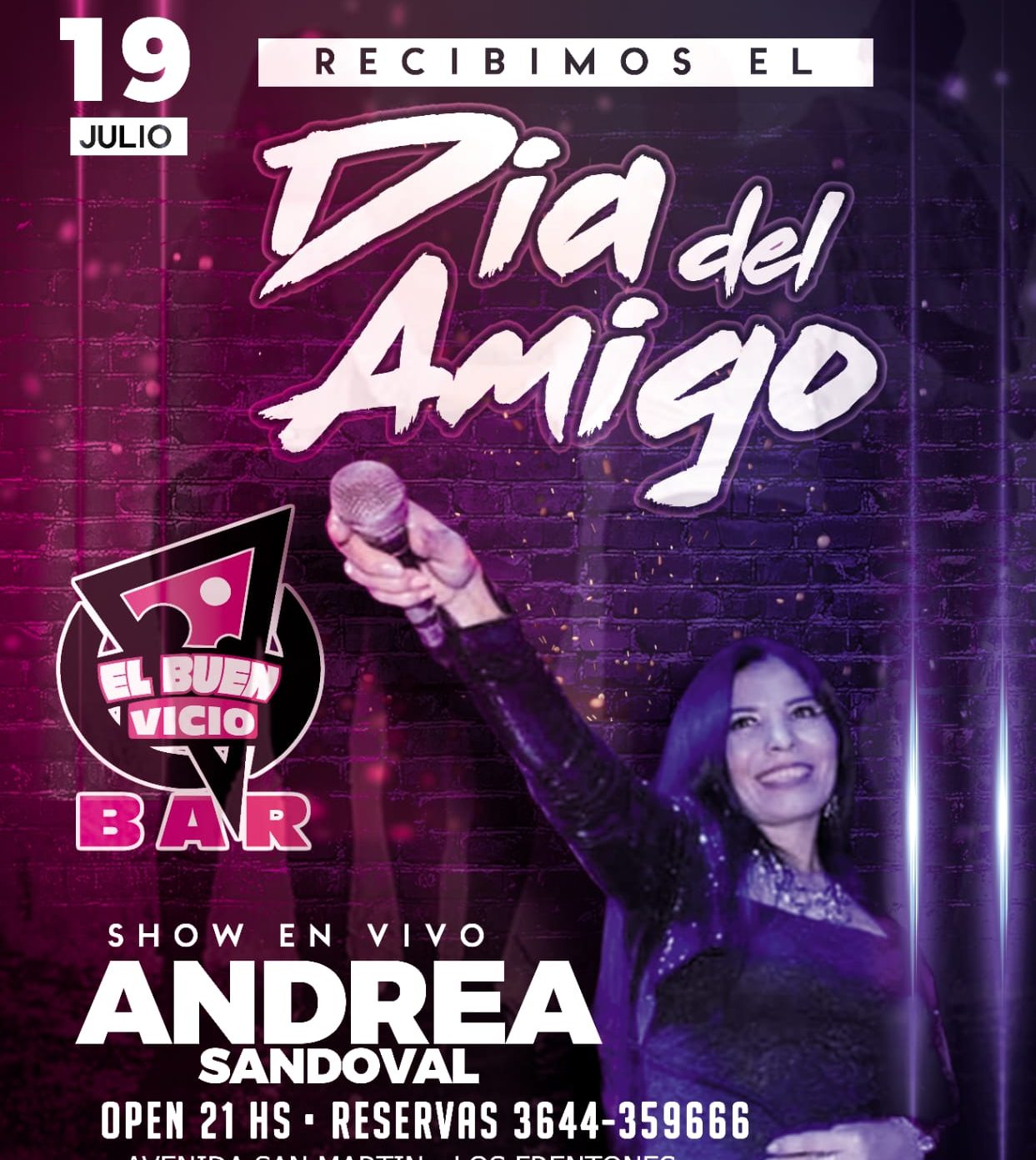 Andrea Sandoval, continua su gira en estas vacaciones y hoy recibe el Día del Amigo con su Show en Los Frentones