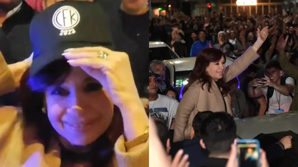 ¿Candidata?: Cristina se puso una gorra que decía «CFK 2023» al ser recibida por una multitud en la puerta de su casa