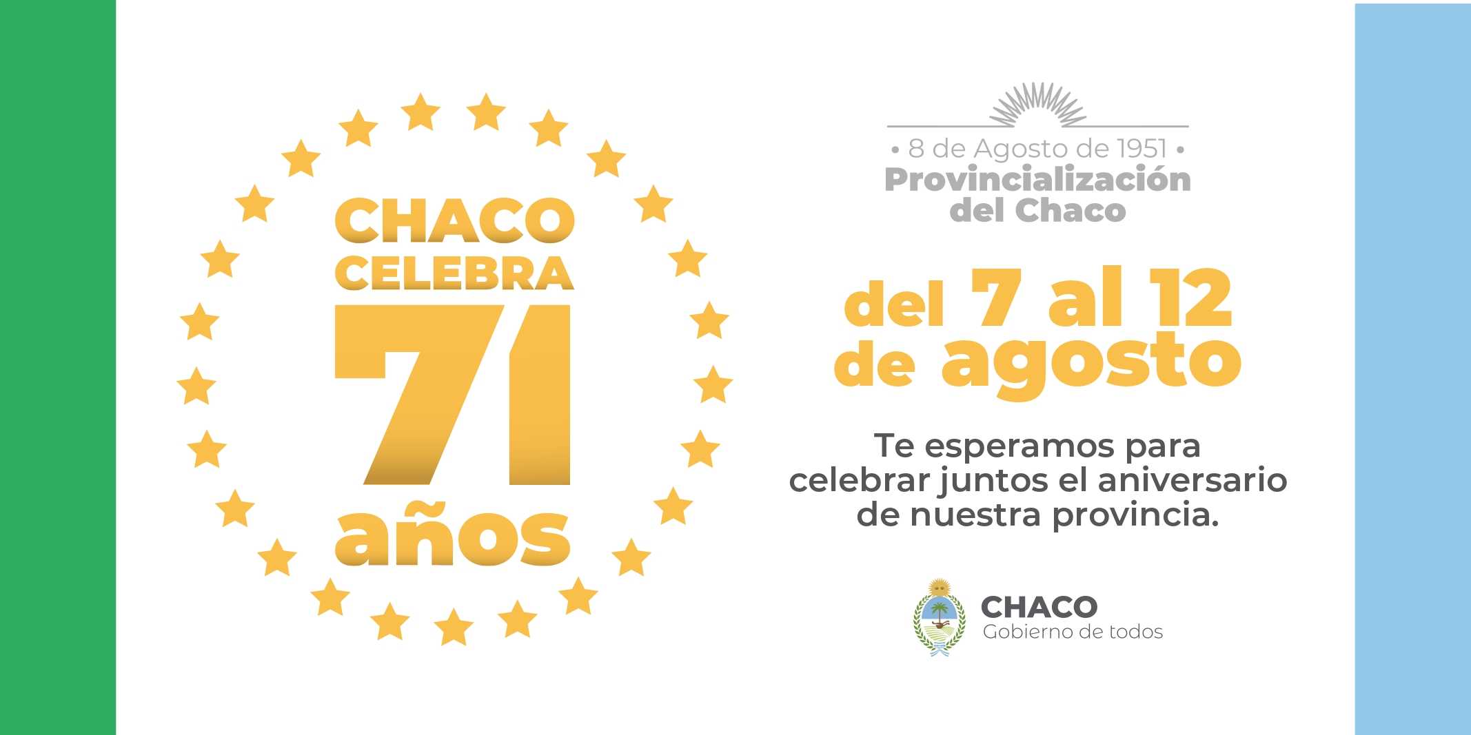 Semana del Chaco: La provincia celebra 71 años con una importante agenda de actividades
