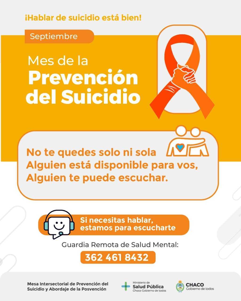 Mes de prevención del suicidio: El Estado brinda informes para prevenir y detectar tendencias suicidas