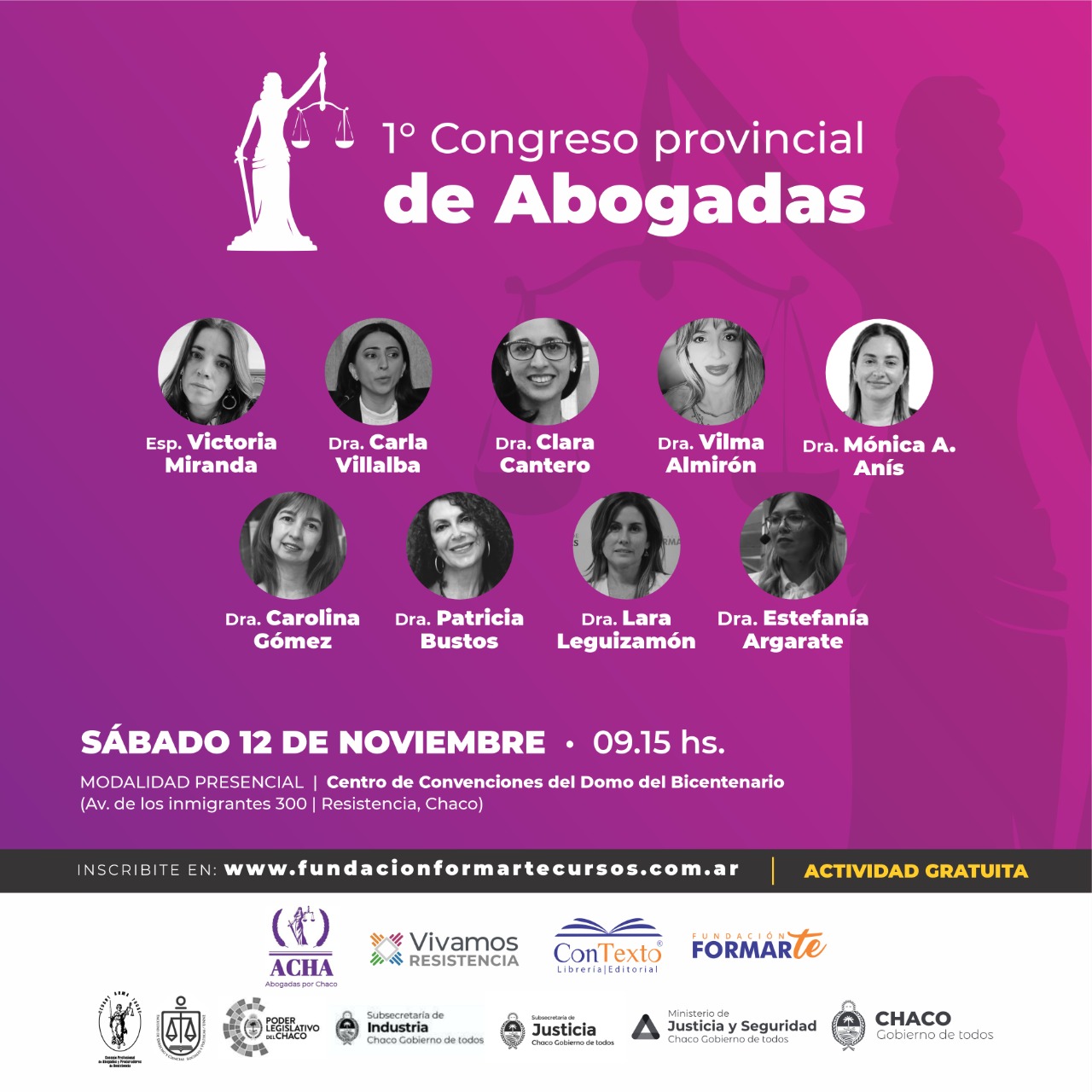 Juristas chaqueñas invitan al «Primer Congreso Provincial de Abogadas del Chaco», libre, gratuito y con entrega de certificados