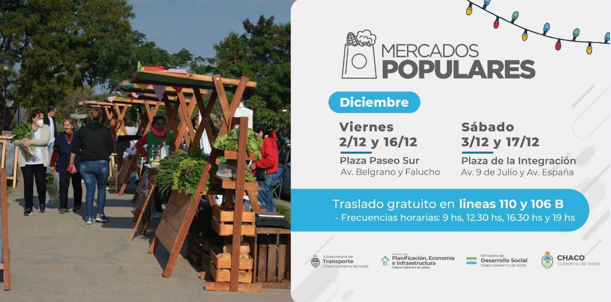 Habrá colectivos gratis hasta los mercados populares durante todo diciembre