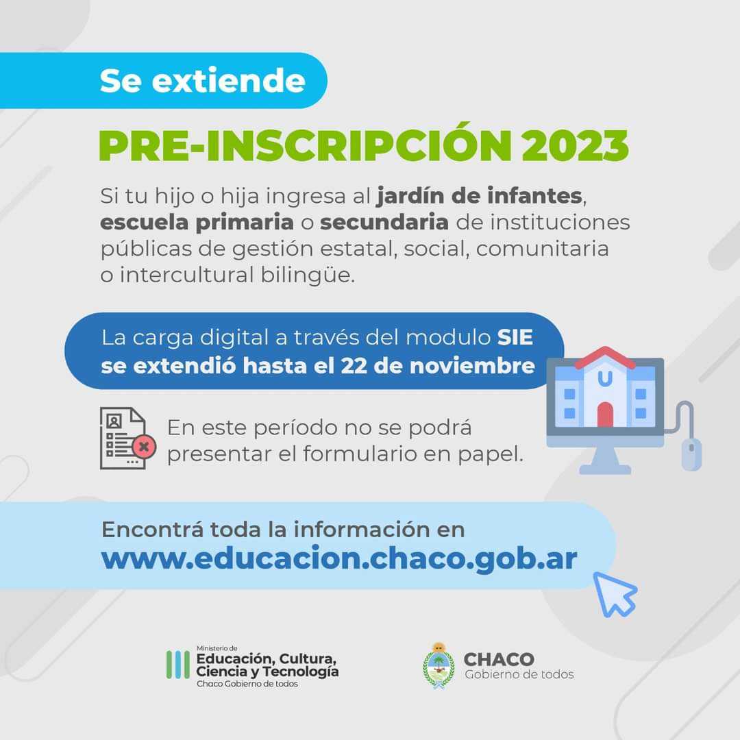 Hasta el 22 de noviembre continua la preinscripción para ingresar a Jardines de infantes, primaria y secundaria, sin examenes de ingreso