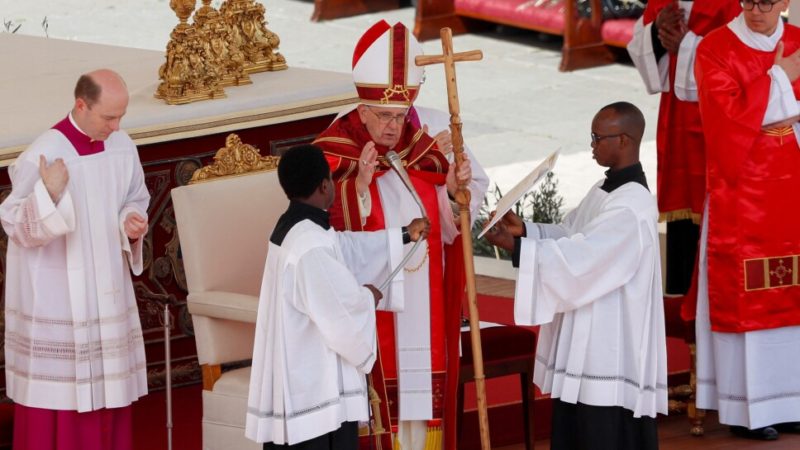 Francisco saludó entre el público y encabezó la misa del Domingo de Ramos tras su internación