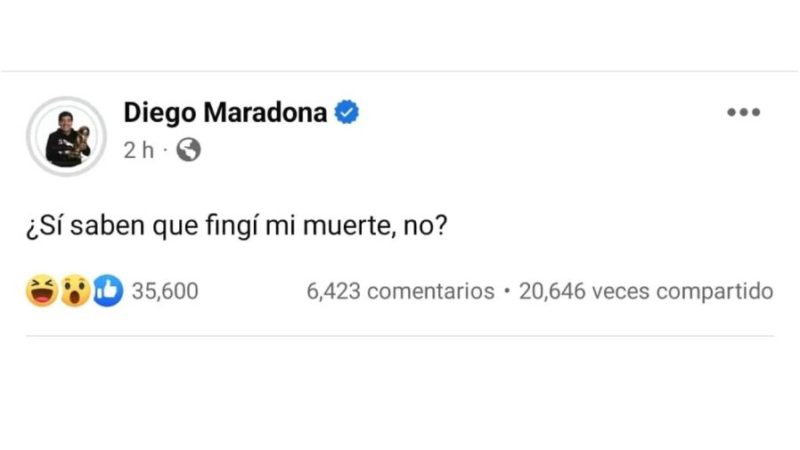 «¿Saben que fingí mi muerte?»: hackearon la cuenta de Diego Maradona y difundieron extraños mensajes