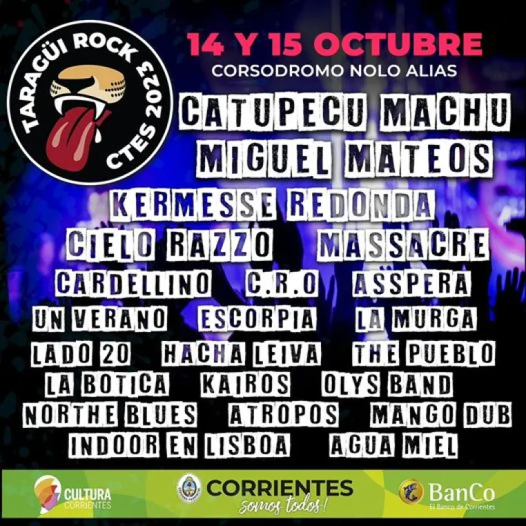 Corrientes: Con la presencia de Catupecu Machu, Miguel Mateos entre otros, este sábado 14 comienza el Taragüí Rock 2023