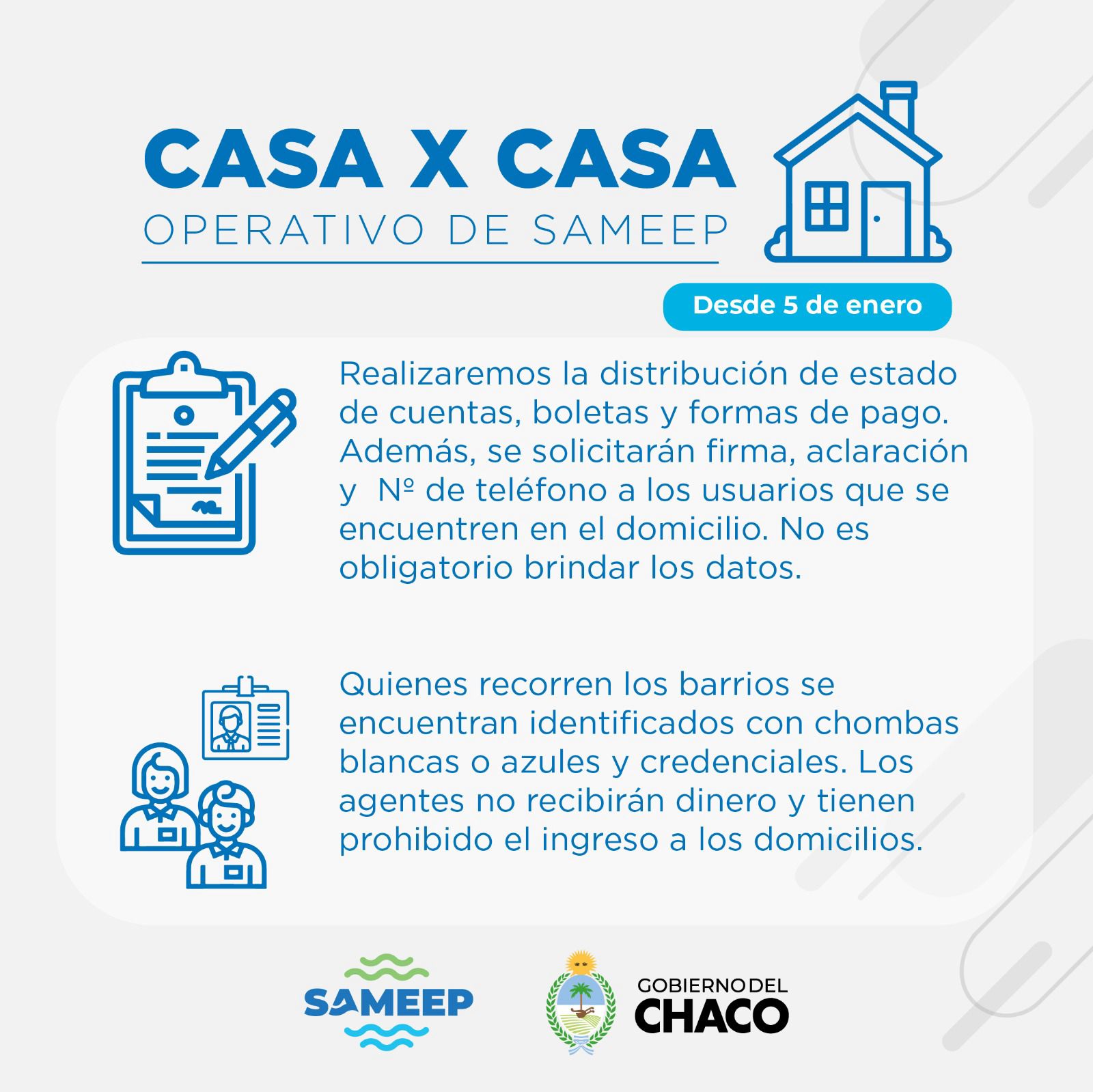 Sameep comienza una nueva recorrida por domicilios de barriosa traves del programa «Casa x Casa»