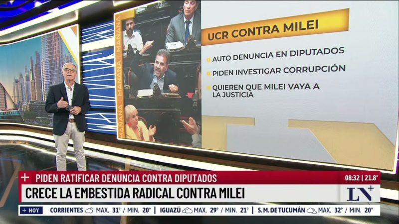 Diputados radicales denunciaron penalmente a Milei: piden que se investiguen las supuestas coimas en el Congreso