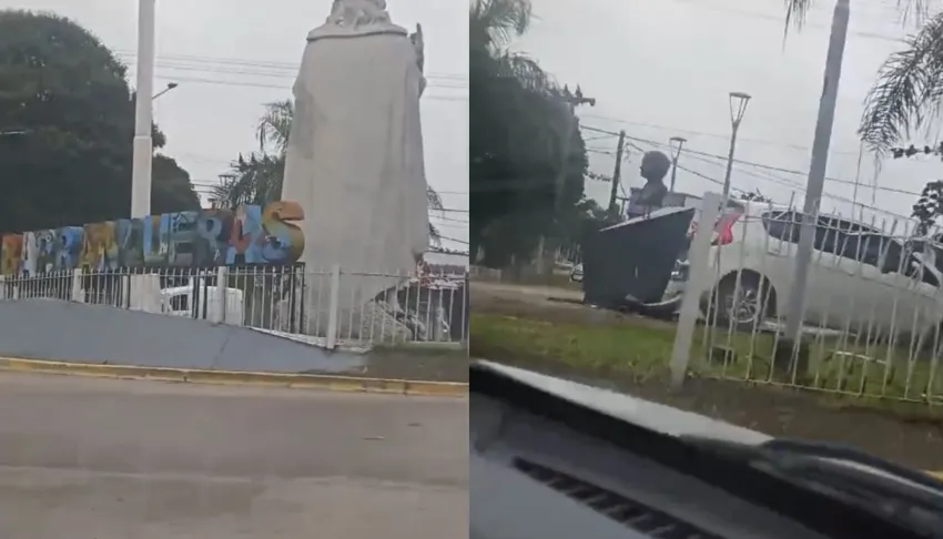 Joven de 23 años termina con su auto arriba del monumento a la Constitución en Barranqueras