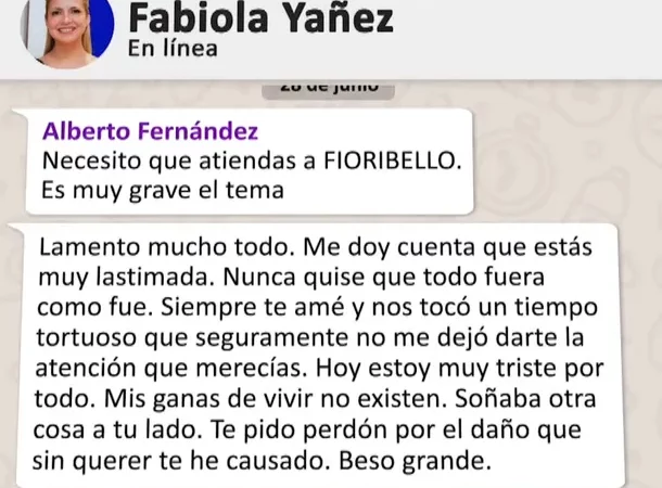 Los chats de Alberto Fernández a Fabiola Yañez el día que desistió de hacer la denuncia: “Mi consejo es que hables lo menos posible”