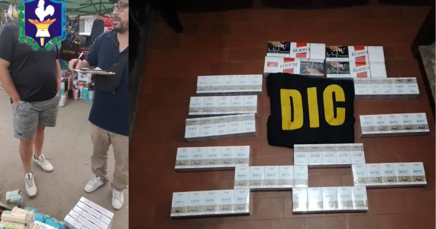 Desbaratan y secuestran puesto de venta callejera de cigarrillos de contrabando