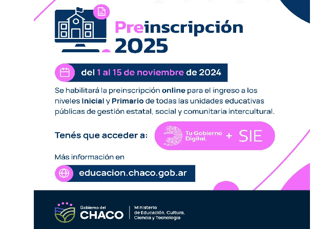 Se encuentra habilitada la preinscripción online a escuelas primarias y jardines de infantes para 2025