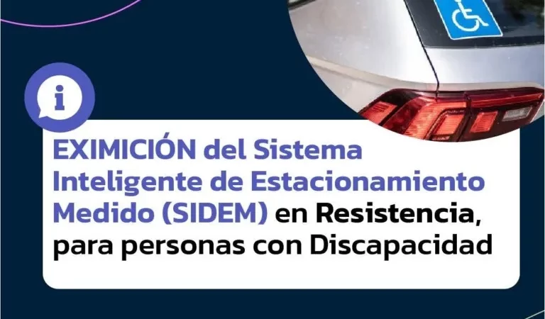 Las personas con discapacidad no pagarán el Estacionamiento Medido en Resistencia