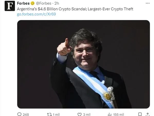 La estafa cripto de Milei llegó a la prestigiosa revista Forbes: «El robo más grande la historia»