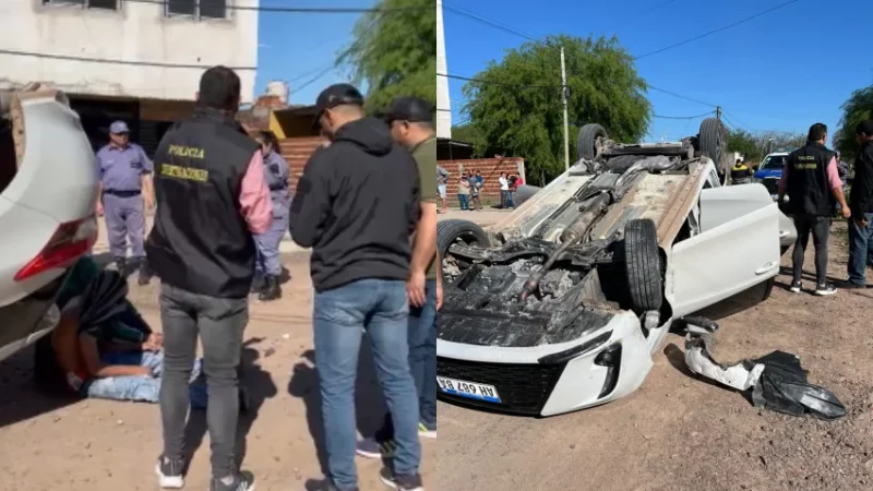 Resistencia Violenta: Persecución, choque y vuelco tras el robo de un auto