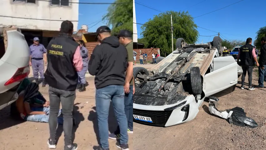 Resistencia Violenta: Persecución, choque y vuelco tras el robo de un auto