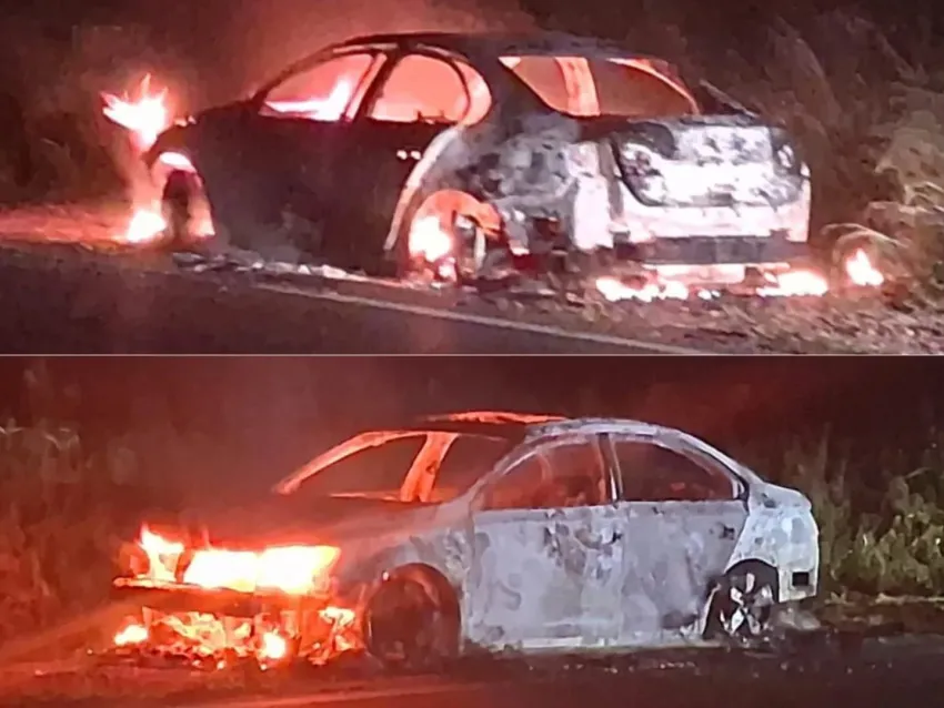 Ruta 16: se incendió un automóvil en plena madrugada y una pareja se salvó de milagro
