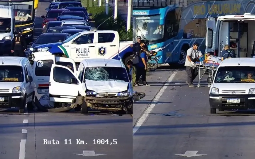 Grave accidente en Ruta 11: un motociclista permanece internado con traumatismo de cráneo tras un violento choque